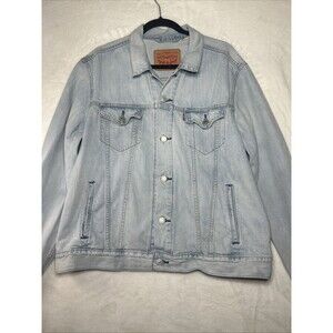 Levis Jean Jacket Men’s Large Light Blue Denim Trucker Button Front Pockets